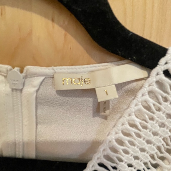 Maje Riam White Dress with Crochet detail size 1 - Picture 2 of 4